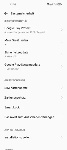 Realme Android 12 - realme UI 3 Google Play-Systemupdate
