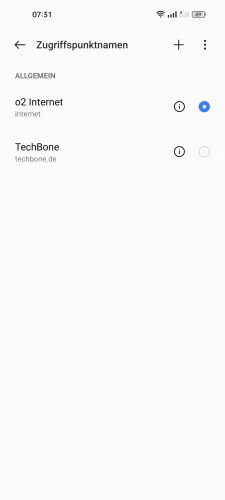 Realme Android 12 - realme UI 3 Hinzugefügten APN wählen