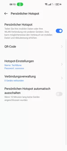 Realme Android 12 - realme UI 3 Hotspot automatisch ausschalten