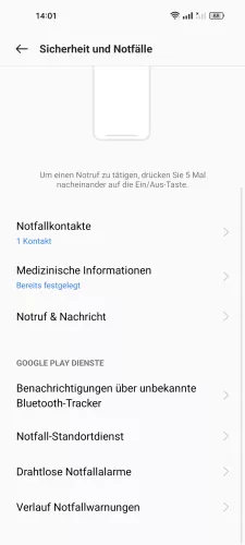 Realme Android 12 - realme UI 3 Notfall-Standortdienst