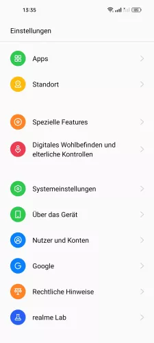 Realme Android 12 - realme UI 3 Nutzer und Konten