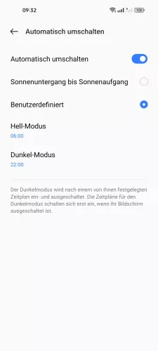 Realme Android 12 - realme UI 3 Zeitplan für Dark Mode festlegen