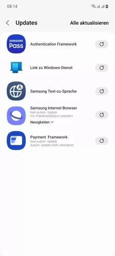 Samsung Android 13 - One UI 5 Internet-Browser Aktualisieren