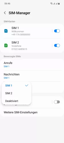 Samsung Android 13 - One UI 5 Standard-SIM für mobile Daten