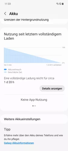 Samsung Android 13 - One UI 5 Weitere Akkueinstellungen