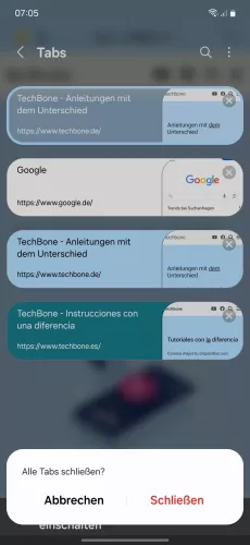 Samsung Android 14 - One UI 6 Alle Tabs schließen