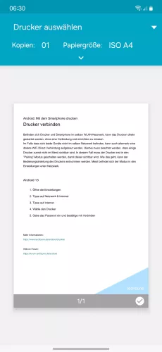 Samsung Android 14 - One UI 6 Drucker auswählen