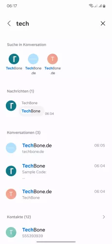 Samsung Android 14 - One UI 6 Gesuchte Nachricht wählen