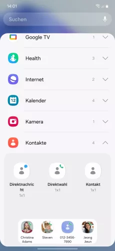 Samsung Android 14 - One UI 6 Kontakt-Widget wählen