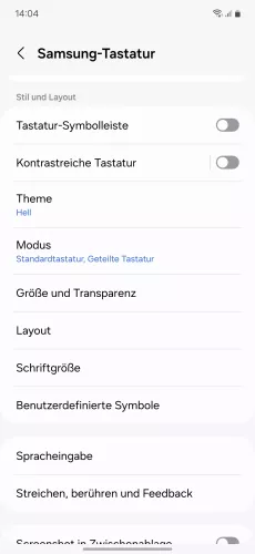 Samsung Android 14 - One UI 6 Kontrastreiche Tastatur