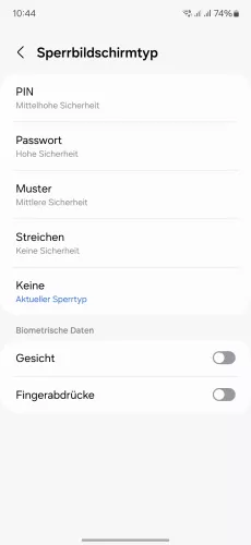 Samsung Android 14 - One UI 6 Methode wählen