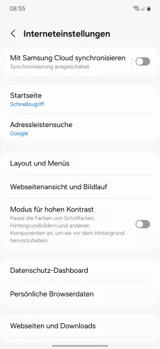 Samsung Android 14 - One UI 6 Persönliche Browserdaten