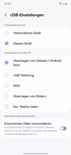 Samsung Android 14 - One UI 6 USB-Verwendungszweck ändern