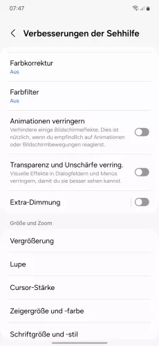 Samsung Android 14 - One UI 6 Vergrößerung