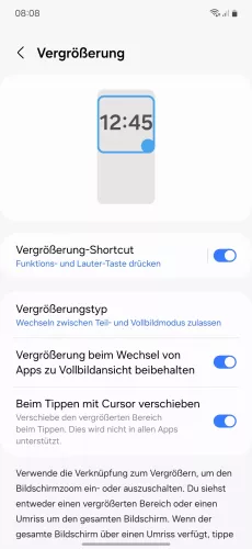 Samsung Android 14 - One UI 6 Vergrößerungstyp