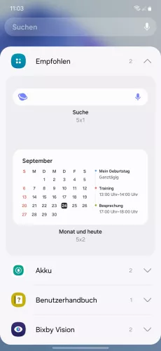 Samsung Android 14 - One UI 6 Widget-Kategorie wählen