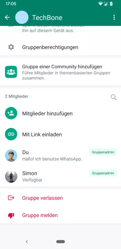 WhatsApp Android Admin wählen