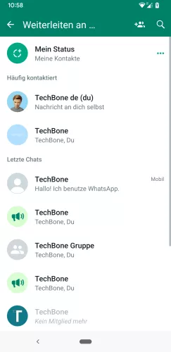 WhatsApp Android Chat wählen