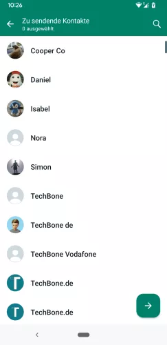 WhatsApp Android Kontakte wählen