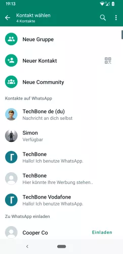 WhatsApp Android Menü