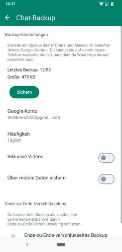 WhatsApp Android Sichern