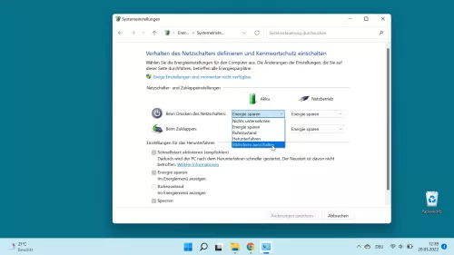 Windows 11 Windows 11 Aktion beim Drücken ändern