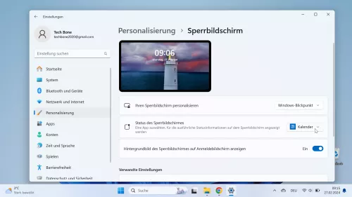 Windows 11 Windows 11 App auf Sperrbildschirm