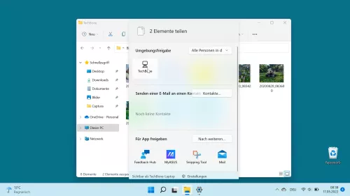 Windows 11 Windows 11 Datei teilen (Umgebungsfreigabe)