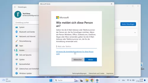 Windows 11 Windows 11 E-Mail eingeben