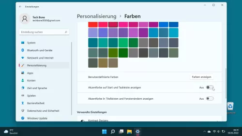 Windows 11 Windows 11 Farbe von Start und Taskleiste ändern