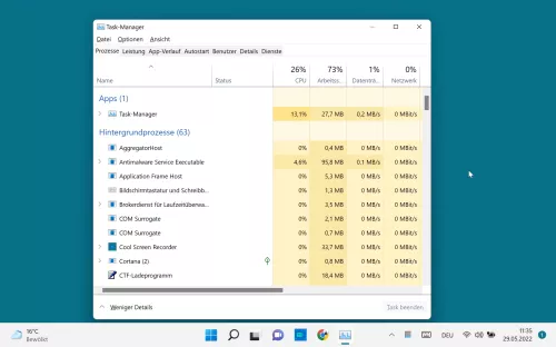 Windows 11 Windows 11 Im Taskmanager auf Datei klicken