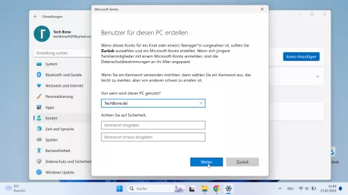 Windows 11 Windows 11 Lokalen Benutzer erstellen