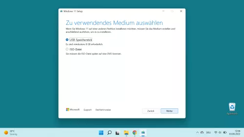 Windows 11 Windows 11 Medium auswählen