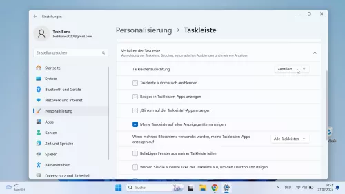 Windows 11 Windows 11 Taskleistenausrichtung