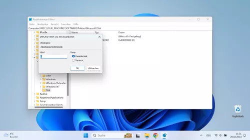 Windows 11 Windows 11 Wert 0 > Widgets deaktivieren