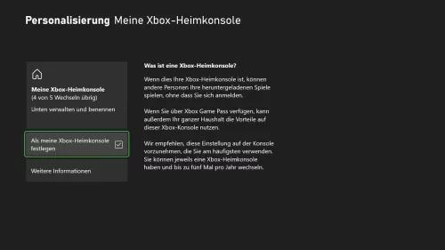 Xbox Xbox Als meine Xbox-Heimkonsole festlegen