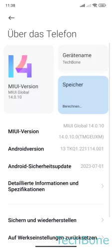 Xiaomi Android 13 - MIUI 14 Sichern und wiederherstellen