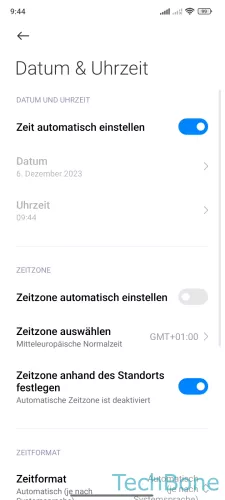 Xiaomi Android 13 - MIUI 14 Zeitzone auswählen