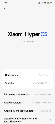Xiaomi Android 14 - HyperOS 1 System-Version