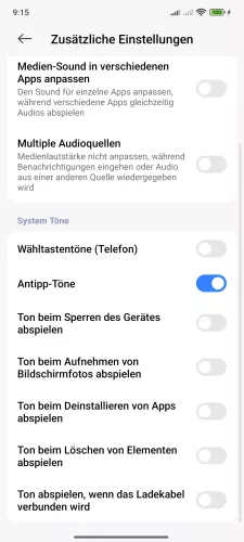 Xiaomi Android 15 - HyperOS 2 Antipp-Töne (Berührung)