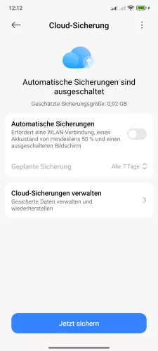 Xiaomi Android 15 - HyperOS 2 Automatische Sicherungen