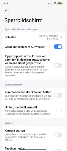 Xiaomi Android 15 - HyperOS 2 Bildschirm durch Anheben aktivieren