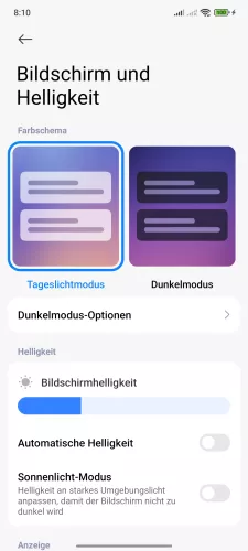 Xiaomi Android 15 - HyperOS 2 Dunkelmodus-Optionen