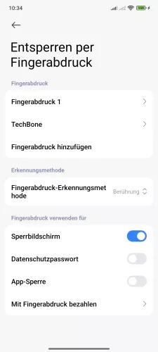 Xiaomi Android 15 - HyperOS 2 Fingerabdruck hinzufügen