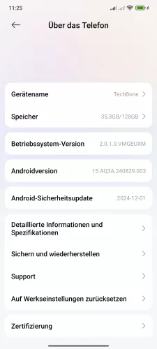 Xiaomi Android 15 - HyperOS 2 Sichern und wiederherstellen