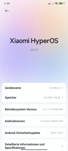 Xiaomi Android 15 - HyperOS 2 Speicher