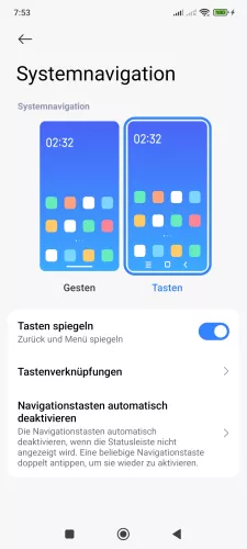 Xiaomi Android 15 - HyperOS 2 Tasten spiegeln