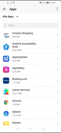 Über anderen Apps anzeigen -  Wähle die gewünschte  App  