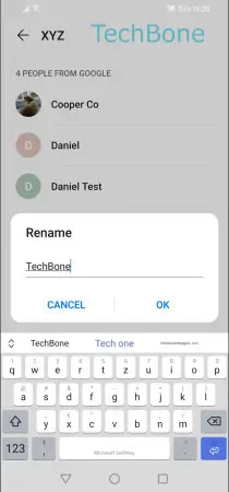 Rename group -  Enter a  name  and tap  OK  