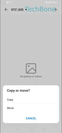 Move photo to an album -  Choose  Copy  or  Move  